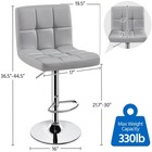 2pcs Adjustable Modern Bar Stools Swivel Pu Leather Stool Chair Stool light Grey