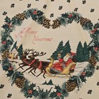 Vintage Cloth Christmas Tree Skirt Victorian Old World Santa Scene Mistletoe