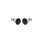 Stud Earrings W  Black Lab Accents   925 Sterling Silver   4mm In Diameter 