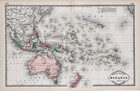 1897 Oceania Map Original  19x12  Tunison Atlas Australia Hawaii Borneo