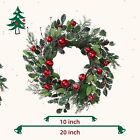 20 Inch Christmas Wreath For Front Door Winter With Pine Needles Holly Red Bells