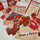 35 Pc Red Junk Journal Paper Pack Vintage Paper Ephemera Lot Tickets Labels C28