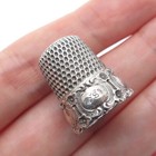 Simons Brothers Sterling Silver Antique Art Deco Floral Sewing Thimble Size 8
