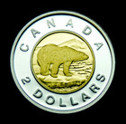 2011  2  toonie  Uncirculated Cameo Silver Proof 100 Years Of Parks - Gold Inlay