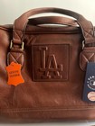 Official La Dodger s Mlb Baseball Genuine Leather Brown cognac Travel Bag Nwt