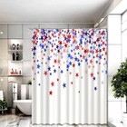4th Of July Patriotic Shower 72 w X 72 l  pack 1   Red Blue star Stars