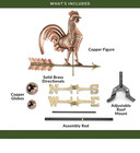 Good Directions Polished Copper Rooster Standard Weathervane 501p