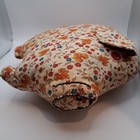 Vtg Handmade Stuffed Pig Pillow Primitive 70s Retro Calico Floral Fabric