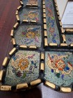 Vintage Peruvian Reverse Painted Glass Arch Mirror Cuzcaja Folk Art Gold Gilt