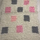 Vintage Pink White Crochet Checked Afghan Blanket 58x36 Handmade