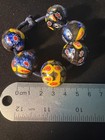 6 Millefiori Glass Trade Beads -   b1347  Handmade Rare - 18mm Round