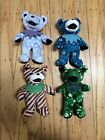 4 Vtg 90s Grateful Dead Liquid Blue Bear Plush Candy Man Reuben Snowflake Sailor