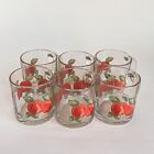Vintage Libbey Clear Glass Apple peach Pattern Mugs Set Of 6 Made In Usa