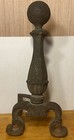Antique Cast Iron Fireplace Andirons  One Is Missing The Rear Leg               