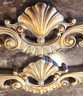 2 Syroco Gilded Wall Pediment Shell Hollywood Regency Accent Door Topper Accent