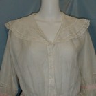 Frilly Antique Blouse Jacket Victorian 1890 Embroidered Cotton Val Lace Trim