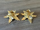 Vintage Pair Brass Taper Candlestick Holders Poinsettia Holly Leaf India