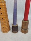 Lot 3 Antique Vintage Wooden Bobbins spools  candle Holders Bee Hive Estate