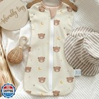 Baby Swaddle 0-2 Months  Cotton Arm-in Zipper Sleep Sack  Wearable Blankets W