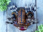  2 Leopard Jaguar Mask Wood   Boar Hair Whiskers Handmade Nahua Mexican Folk Art