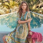Medium Sundance Satin Printed Paisley Scarf Print Midi Dress Nwot