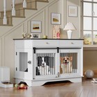 47 In Furniture Style Dog Pet Crate Wooden Kennel Cage With Removable Divier