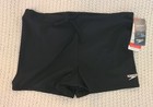 Speedo Men s Endurance  Black Solid Square Leg Race Swim Shorts - Nwt - Sz 36