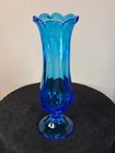 Vintage 13  Westmoreland Glass Colonial Blue Footed Swung Vase