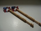 Vintage Lace Making Bobbin Pair Spangled Approx  4  W o Red blue white Spangle 