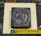Large Antique Vtg Tiger Cat Letterpress Print Type Ornament Cut Stamp Block