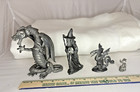 Vtg Pewter Lot Of 4 Wizards Dragons Crystal Ball