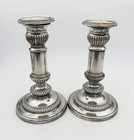 Antique Pair George Iii Telescopic Candlesticks Old Sheffield Plate C1810