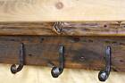 Reclaimed 30  Vintage White Pine Coat Rack With 5 Railroad Spike Hooks And Shelf