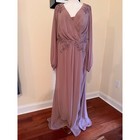 Oleg Cassini Quartz Chiffon Beaded Gown 18w Long Sleeve Mother Of The Bride