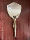 Vintage Vanity Ornate Lady Fair 24 Kt Gold Plated Hand Mirror  Brush  Globe Comb