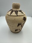 Vintage Coiled Lidded Handwoven Raffia Basket African Tribal 9    Decorative 