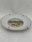 Vintage Mid Century Florida Souvenir Plate Gold Trimmed W hot Pad Underneath