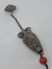 Antique Ornate Repousse Silver Decorative Victorian Sewing Needle Case On Chain