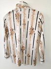 Vintage Otinne Made In Japan Floral Bamboo Print Blouse 70s Disco Shirt Sz 9