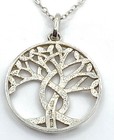 Tree Of Life Sterling Silver   926 Round Pendant With Chain 18   Long Necklace