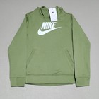 New Nike Girls Size Large Hoodie Sweatshirt Green Standard Fit Chest Logo Bv2717