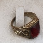 Extremely Rare Ancient Greek Bronze Ring With Garnet Intaglio Bezel