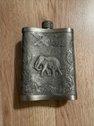 Vintage Pewter Thailand Flask Ornate Elephant Design Canteen