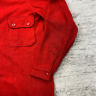 Vtg Bsa Boy Scouts Of America Wool Button Shirt Medium Red Shacket Mens 50s 60s