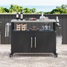 Outdoor Grill Cart Kitchen Island With Stainless Steel Tabletop  storage Cabinet