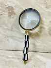 Antique Vintage Maritime Brass Magnifying Magnifier Glass Sturdy Resin Handle