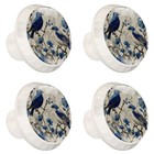 4 Pcs 1 37  Round Cabinet Knobs Blue Bird Kitchen Cupboard Knob White Drawer    