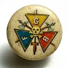 Vintage Scb Knights Of Pythias Skull Crossbones 5 8  Celluloid Lapel Button Stud