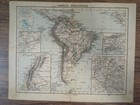 Vtg 1880 South America Brasil Italian Geography Map 12 25  X 9 5  C29-6