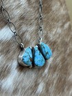 Navajo Handmade Sterling Silver Blue Kingman Turquoise Cluster Bar Necklace 18   